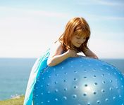 Large Sensory Massage Ball for Kids, 33.5" 85cm Bouncy Exercise Ball, Big Inflatable Ball with Tactile Stimulation Spikes, Outdoor Yoga Ball, Large Beach Ball (33.5" 85CM, 2 sets bluish grey balls)