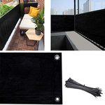 Balcony Privacy Screen, 3.5ft x16.5ft Deck Privacy Screen UV-Resistant Visibility Reduction Windscreen Balcony Screen for Balcony, Apartment, Backyard, Patio, Porch, Garden-Include Cable Ties (Black)