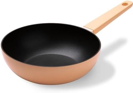 Dr.HOWS Allday Nonstick Wok Pan 9.5 Inch Stir-Fri Pan with Bakelite Handle, PFOA/PFOS Free, Works on Gas, Induction, Ceramic, Halogen, and Electric, Peach Fuzz