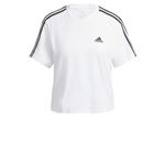 adidas Women's Essentials 3-Stripes Single Jersey Crop Top, White/Black, M