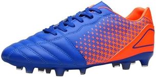 DREAM PAIRS Mens Superflight-1 Firm Ground Soccer Cleats Soccer Shoes, Royal/Orange - 13 (Cleats)