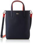 Lacoste Women's Anna Vertical Shopping Tote Bag, Sinople/Navy Blue-aconit-White, One Size