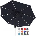 ABCCANOPY 11FT Patio Umbrella Ourdoor Solar Umbrella LED Umbrellas with 32LED Lights, Tilt and Crank Table Umbrellas for Garden, Deck, Backyard and Pool(Navy Blue)