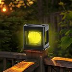 WIDEWINGS Solar Post Led Lights Outdoor, Solar Powered Fence Post Cap Lights, High Brightness Warm Yellow LED Lighting Decor for Garden Deck Patio (2)