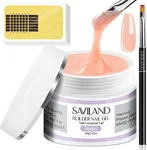 Saviland Builder Nail Gel Kit – 2.1oz nudes Nail Extension Gel for Nail Repair & Strengthen U V Hard Gel for Nails with Gel Nail Brush 100PCS Nail Forms Manicure Tools Nail Supplies for Salon Home DIY