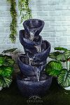 EXPLEASIA Stacked Pot Water Fountain for Home, Office, Garden Blue Color Medium (73X40X30)