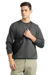 Dennis Lingo Dark Grey Solid Mock Neck Sweatshirt (DLMSSW23050_CH_L)