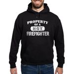 CafePress Property Of A Hot Firefighter Hoodie (Dark) Men's Dark Hooded Sweatshirt Hoodie Black