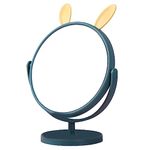 Mockery Aluminium Desktop Makeup Mirror Rabbit Ear Mirror Cosmetic Mirror Practical Cosmetic Mirror Makeup Mirror For Girls Vanity Mirror (Green - Rabbit Ear, Round, Tabletop Mount, Framed)