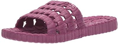 TECS Women's Flexible PVC Lightweight Relax Water Sandal | Open Toe Slipper with Drainage Hole for Beach, Showers, Dorms, & Outdoor, Purple, 8