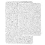 Lavish Home 2-Piece Memory Foam Shag Bath Mat, White
