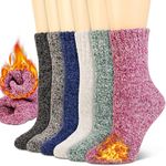 NevEND 3/6 Pairs Women's Wool Merino Winter Thermal Boot Thick Insulated Heated Mini Crew Socks, 6 Pairs Mixed Color, 5-10