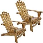 Sunnydaze Rustic Natural Fir Adirondack Chair with Light Charred Finish - 250-Pound Weight Capacity - Set of 2