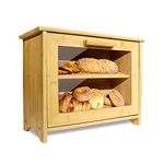 ODEDEN Bamboo Bread Bin, Two-Layer Bread Box, Bread Storage for Kitchen Counter, baked goods, Home-made bread, rolls, pastries