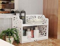 SS ARTS Engineered Wood Multi Purpose Desk Top 2 Tier Storage Stand/Shelf for Kitchen, Study Table Office