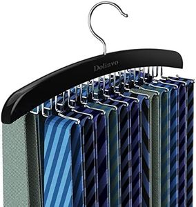 Upgraded Tie Rack Tie Hanger 24 Hooks Wooden Tie Organizer, Space Saving Tank Top Hanger,Belt Organizer for Closet,Bra Organizer with 360°Rotating