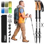 Foxelli Aluminum Trekking Poles – Collapsible, Lightweight, Aluminum 7075 Hiking, Walking & Running Sticks with Natural Cork Grips, Quick Locks, 4 Season/All Terrain Accessories and Carry Bag