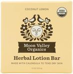 Moon Valley Organics Herbal Lotion Bar in Coconut Lemon, Moon Melt Bar, Calendula and Comfrey, Beeswax, Heal and Restore Chapped Skin, Soothing