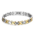 JFUME Magnetic Bracelets for Women 18k Gold with Silver Two Tone Bracelet for Her Friendship Bracelet with Extra Clasp 7.5" Adjustable