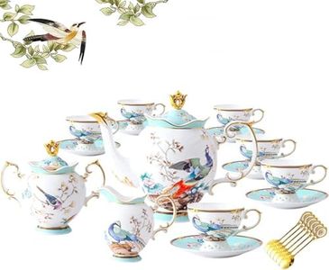 ACMLIFE Bone China Tea Set for Adults Blue Fine Bone China Tea Set for 6, 21-Piece Vintage Chinese Tea Set English Afternoon Tea Set Porcelain Tea Pot Sets for Adults for Women Tea Party for Gifts