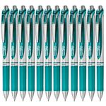 Pentel EnerGel RTX Retractable Liquid Gel Pen Metal Tip, 12 Pack, (0.7mm), Medium Line, Turquoise Blue (BL77-S3)