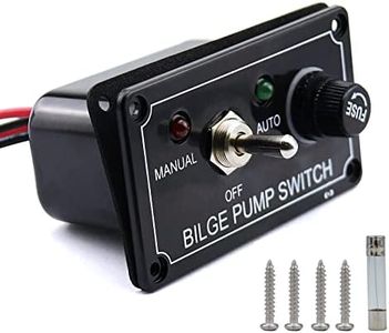 AMOMD 12V Bilge Pump Control Switch Panel 3 Way Manual/Off/Auto with LED Indicator 5A Fuse for Yacht Camper Truck Marine Boat