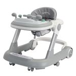 UBRAVOO 2 in 1 Baby Walker, Toddler Baby Push Walker with Removable Feeding Tray and Music Tray(Without Battery), Foldable Activity Walker for 6-18 Months Boys and Girls-Grey