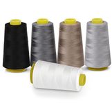 ilauke 100% Polyester Overlocking Sewing Machine Thread for Serger 5 Colours 3000 Yard Cones