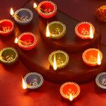 TIED RIBBONS Pack of 12 Handmade Large Clay Diwali Diyas Earthen Oil Lamp Diwali Diya (Multi, 6 cm x 2 cm) for Diwali Decoration Home Puja Office Pooja Room Mandir Temple Table - Diwali Décor