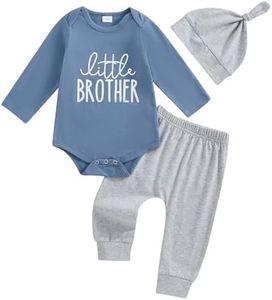 wybzd Little Brother Newborn Outfit T-Shirt Romper Top and Pants Sets Baby Coming Home Hospital Clothes Summer Clothing (Blue, 0-3 Months)