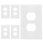 ENERLITES Screwless Duplex Wall Plates, Child Safe Receptacle Outlet Covers, Standard Size, 1-Gang 4.68"x 2.93", Unbreakable Polycarbonate Thermoplastic, UL Listed, SI8821-W-5PCS, Glossy, White