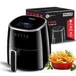 Inalsa Air Fryer For Home|5.5 L Capacity|1600 W With Smart Aircrisp Technology|Quick Heat Circulation|4-In-1 Appliance With 8 Preset Menu & Digital Display,Tasty Fry 5.5, Black