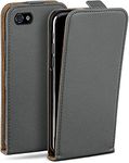 MoEx Magnetic Flip Case compatible with iPhone 4s / iPhone 4 | 360° protection faux leather, Dark grey