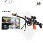 Gooyo GY-8626 Revolving Machine Gun Toy with Stand and Carry Strap, Flashing Lights & Sound Effect | Army Printed/Multi Color, Power Source: 3xAA Battery (Not Included)