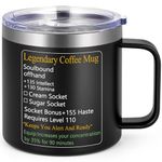 LiqCool Funny Gaming Mug, 14 Oz Legendary Insulated Coffee Mug, Valentine’s Day Gifts for Men Boyfriend Brother Husband Wife, LOL DND Mug for Nerdy Guy Gamer and Coffee Lover, Stainless Steel(Black)