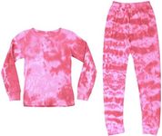 Just Love Girls Tie Dye Two Piece Thermal Underwear Set, Tie Dye - Pink, 10-12