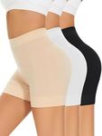 SIMIYA Slip Shorts for Women Under Dress, 3 Pack Seamless Shapewear High Waist Tummy Control Underwear Yoga Shaper Boyshort