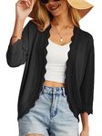 GRECERELLE Womens Summer Cardigan Lightweight Soft Casual Cropped Knit Shrugs Jumper Womens Tops for Dress Summer Evening Wedding (Black, M)