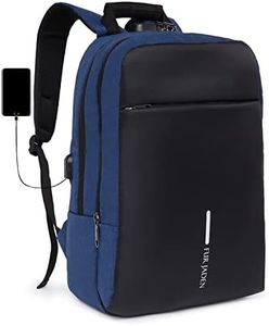 FUR JADEN Anti Theft Number Lock Backpack Bag with 15.6 Inch Laptop Compartment, USB Charging Port & Organizer Pocket for Men Women Boys Girls (Navy)