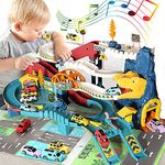 Tengee Toy Car Ramp Track Dinosaur Climbing Hills And Lifting Parking Lot With 8 Mini Racer Cars, Christmas & Birthday Toy Gift For Kids 3 4 5 6 7 8 9 Years Old(Dinosaur Mountain Track+ 4 Cars)
