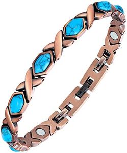 Feraco Copper Bracelet for Women for Arthritis and Joint,Pure Copper Lymph Detox Magnetic Therapy Bracelets for Carpal Tunnel and Relief Pain,Natural Unique Healing Gemstone,Gifts for Women