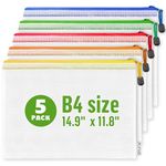 5 Pack Large Plastic Zipper Pouches B4 (12х15in) for Puzzle & Board Game Storage Bags - Mesh Zipper Pouch Document Bag - Pouches for Organization Storage Bags with Zipper - Zipper Bags for Organizing