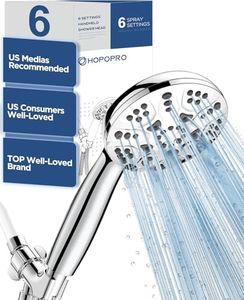 6-Mode High Pressure Handheld Shower Head Set, Consumer Reports Recommended HOPOPRO High Flow Hand Held Showerhead with 59 Inch Hose Bracket Teflon Tape Rubber Washers