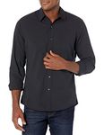 Amazon Essentials Men's Slim-Fit Long-Sleeve Solid Casual Poplin Shirt, Black, Small