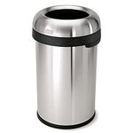 simplehuman 80 Litre / 21.1 Gallon Bullet Open Top Trash Can, Commercial Grade Heavy Gauge, Brushed Stainless Steel