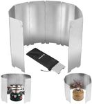 Navaris Foldable Camping Cooking Windshield 10pcs - Portable Camp Stove Windscreen Enhances Efficiency - Durable Aluminum Grill Wind Shield Blocker for Picnics BBQ & Backpacking