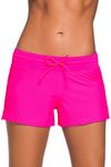 FIYOTE Women Comfort Bikini Boardshort Swimsuit Bottom with Adjustable Ties (XXXL, Rosy)