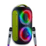 Zoook Rocker Show Stopper Duet 100 watts Karaoke Bluetooth Party Speaker with Dual Wireless Mic,Guitar Input,One Click Recording/Dual Big Drivers/Amazing LED Light Show/TWS/Echo control/4000 MAH