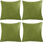 GONOVE Cushion Covers 50×50cm Solid Soft Cotton Linen Throw Pillow Cover Set of 4 Decorative Plain Pillowcase Square Cushion Cover for Home Sofa Bed Chair Décor, Light Green