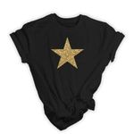 Star T-shirt, Unisex Organic Cotton Shirt with Glitter Star - Black or White Shirt - Choose Star Colour